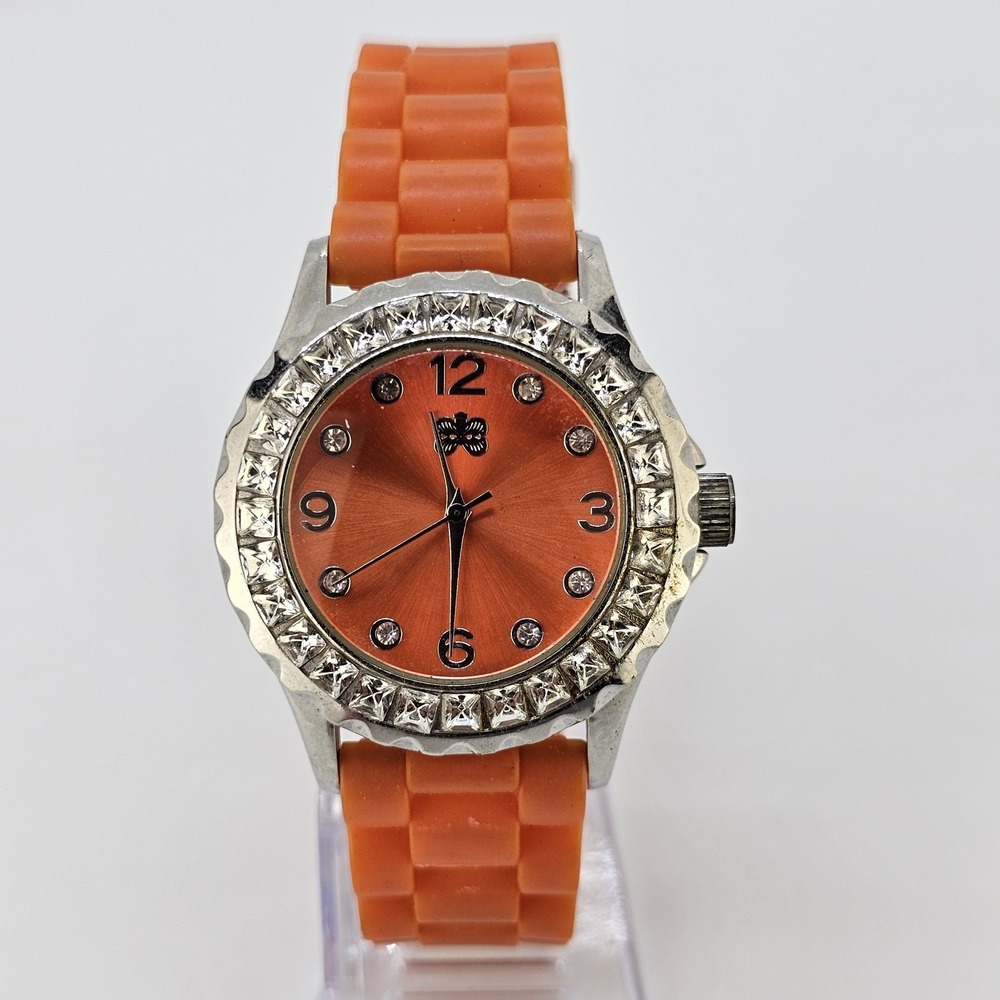 Women's Analog Watch 38MM Orange Dial Orange Plastic Bands NEW Battery
